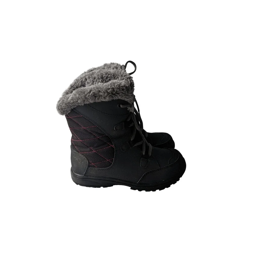 Columbia Minx Mid II Kids Waterproof Winter Boots Black Pink BY1331-011 Size 3